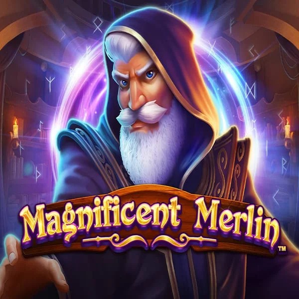 Magnificent Merlin slot logo by Greentube at Palace Of Chance Casino