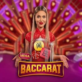 Mega Baccarat slot logo by Pragmatic Play at Palace Of Chance Casino